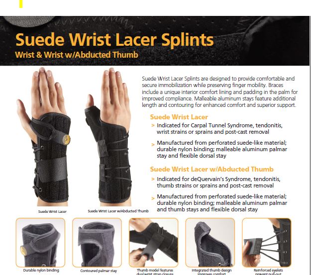 Corflex 8" Suede Wrist Lacer Splint