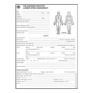 Lumbar Spine Assessment Forms (50/Pad)